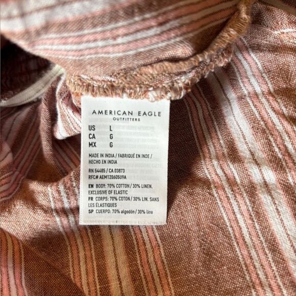 American Eagle Striped Pink Sleeveless Top Linen Cotton Blend Womens Large - Picture 11 of 13